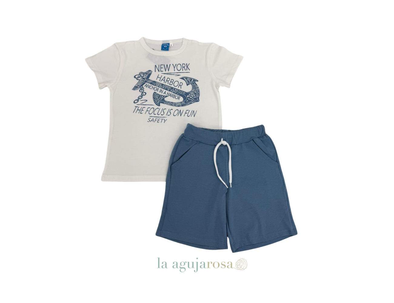 CONJUNTO NIÑO ANCLA NEW YORK  BLANCO AZUL DE PETIT CIE