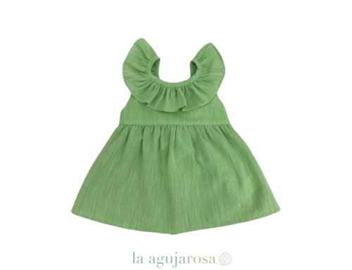 CONJUNTO DE NIÑA EN TONOS VERDES DE COCOTE