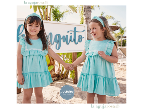 VESTIDO 2 VOLANTES CUADRO PUNTILLA DE LA COLECCIÍN PONENT DE JULIANA