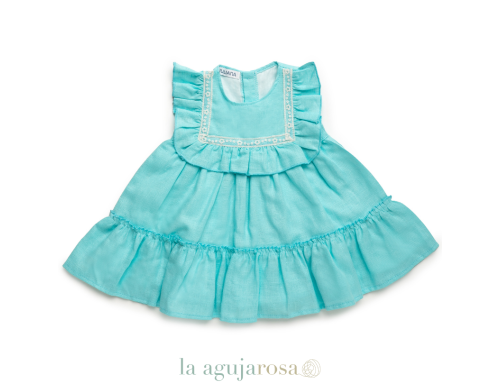 VESTIDO 2 VOLANTES CUADRO PUNTILLA DE LA COLECCIÍN PONENT DE JULIANA