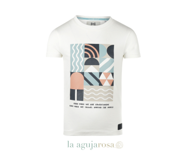 CAMISETA DE NIÑO KOKO NOKO BLANCO ROTO AZUL CLARO ROJO SUAVE 2