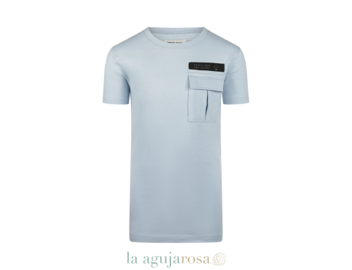 CAMISETA DE NIÑO NO WAY MONDAY AZUL CLARO CON BOLSILLO EN EL PECHO