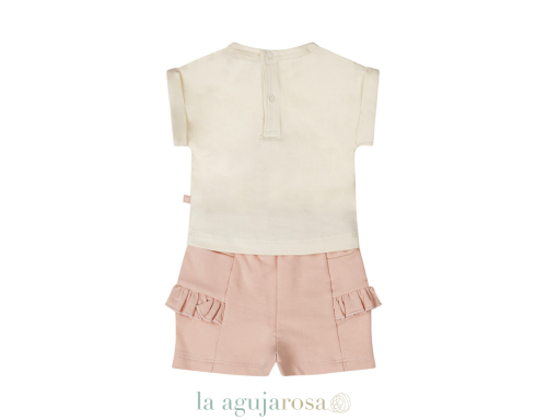 DIRKJE CONJUNTO DE NIÑA CAMISETA SHORTS CORAL ROSA FRESA