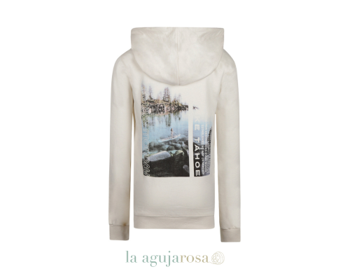 SUDADERA CON CAPUCHA PARA NIÑO NO WAY MONDAY CON ESTAMPADO GRÁFICO BLANCO ROTO