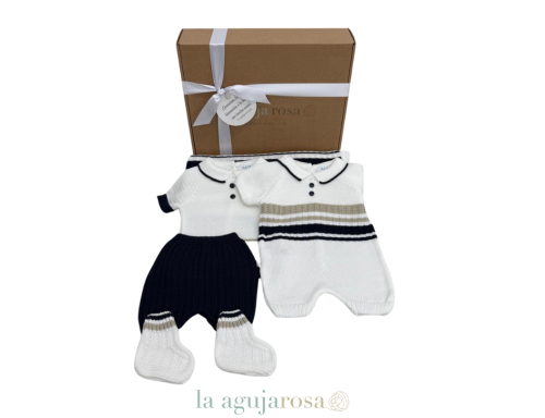 CAJITA REGALO NEW BORN COMBINADA RAYAS LAAGUJAROSA