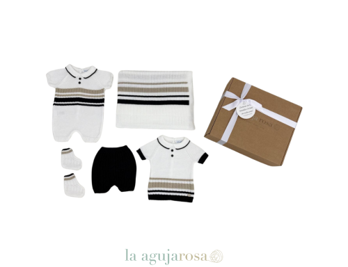 CAJITA REGALO NEW BORN COMBINADA RAYAS LAAGUJAROSA