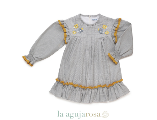 VESTIDO CUADRITOS BORDADO DE LA COLECCIÓN DESTELLO DE JULIANA