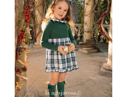 VESTIDO CUERPO DE PUNTO CON CUADRITOS DE LA COLECCIÓN SINFONÍA DE JULIANA