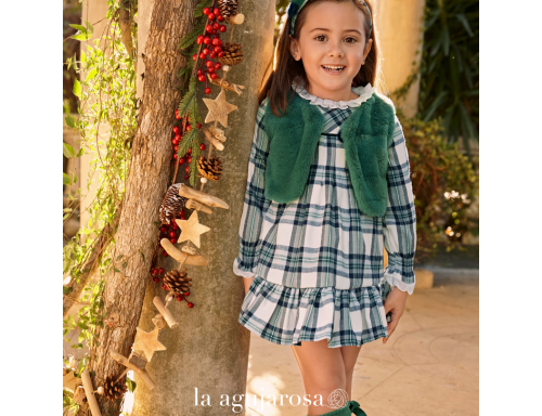 VESTIDO ENTERIZO CUADROS 2 POMPONES DE LA COLECCIÓN SINFONÍA DE JULIANA