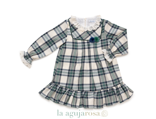 VESTIDO ENTERIZO CUADROS 2 POMPONES DE LA COLECCIÓN SINFONÍA DE JULIANA