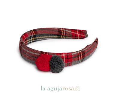 DIADEMA CUADROS 2 POMPONES DE LA COLECCIÓN MELODÍA DE...