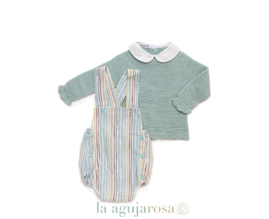 PETO TELA RAYADA CON JERSEY DE PUNTO DE LA COLECCIÓN...