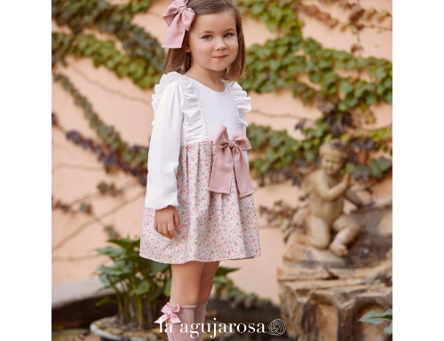 VESTIDO 2V. DE FLORES CON LAZO DE LA COLECCIÓN DANZA DE JULIANA