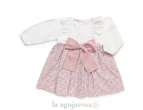 VESTIDO 2V. DE FLORES CON LAZO DE LA COLECCIÓN DANZA DE JULIANA