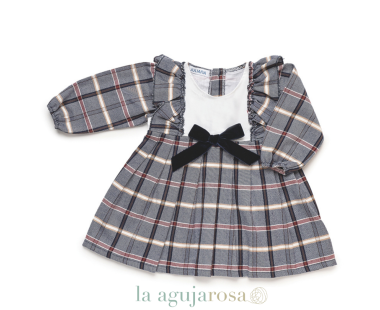 VESTIDO ENTERIZO CUADROS LAZO DE TERCIOPELO DE LA... 2