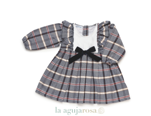 VESTIDO ENTERIZO CUADROS LAZO DE TERCIOPELO DE LA COLECCIÓN ARMONÍA DE JULIANA
