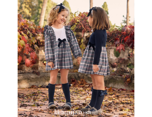 VESTIDO ENTERIZO CUADROS LAZO DE TERCIOPELO DE LA COLECCIÓN ARMONÍA DE JULIANA