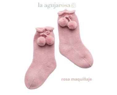 CALCETÍN POMPONES ROSA MAQUILLAJE DE JULIANA