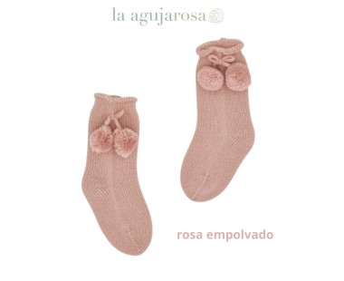 CALCETÍN POMPONES ROSA EMPOLVADO DE JULIANA