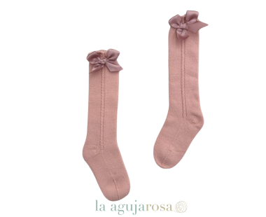 CALCETÍN LAZO DE INVIERNO ROSA EMPOLVADO DE JULIANA