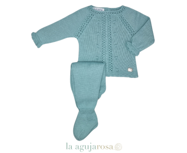 CONJUNTO 2P. TACHÓN TRENZA BODOQUES VERDE LAGO DE JULIANA