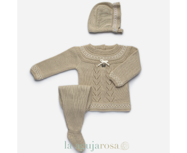 CONJUNTO POLAINA 3P UVES CANESÚ MOTAS BEIGE