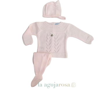 CONJUNTO POLAINA 3P UVES CANESÚ MOTAS ROSA
