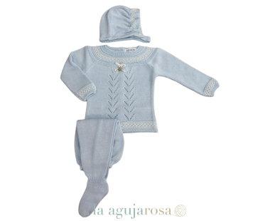 CONJUNTO POLAINA 3P UVES CANESÚ MOTAS CELESTE