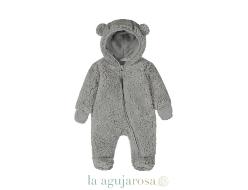 MONO PARA BEBÉ GRIS DIRKJE CON CAPUCHA SUAVE
