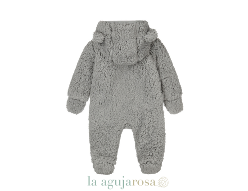 MONO PARA BEBÉ GRIS DIRKJE CON CAPUCHA SUAVE
