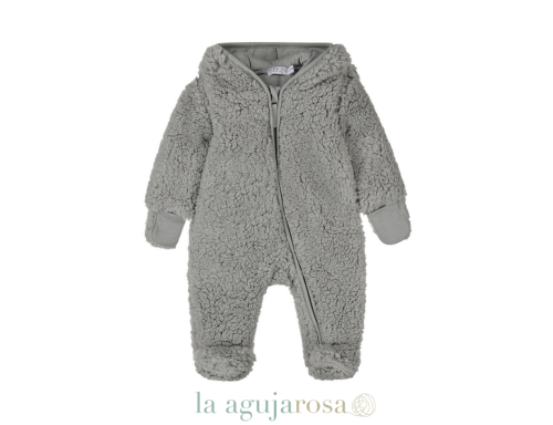 MONO PARA BEBÉ GRIS DIRKJE CON CAPUCHA SUAVE