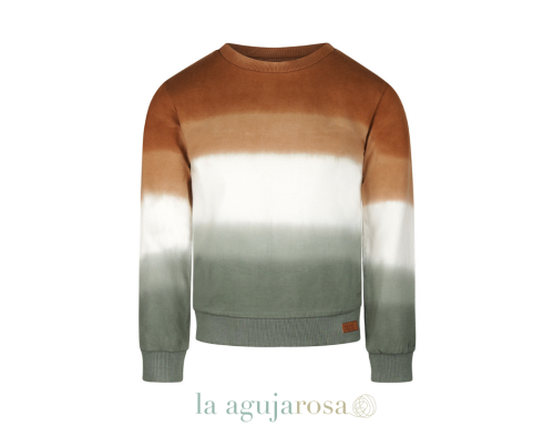 SUÉTER PARA NIÑO MARRÓN OSCURO BLANCO ROTO Y VERDE DE KOKO NOKO