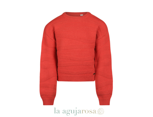 JERSEY DE NIÑA NO WAY MONDAY DE PUNTO ROJO CON HOMBROS CAÍDOS
