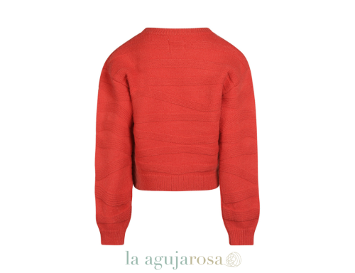 JERSEY DE NIÑA NO WAY MONDAY DE PUNTO ROJO CON HOMBROS CAÍDOS