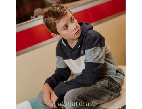 SUDADERA CON CAPUCHA NO WAY MONDAY DE NIÑO ANTRACITA Y AZUL CLARO