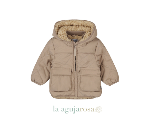 ABRIGO DE INVIERNO DIRKJE CON CAPUCHA MARRÓN SUAVE E IMPERMEABLE
