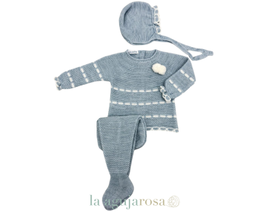 CONJUNTO 3P RECOGIDAS AZUL DE LA COLECCIÓN PIANO DE JULIANA