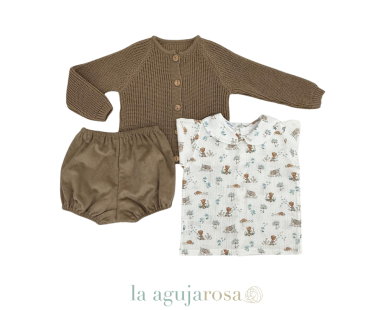 CONJUNTO CHAQUETA PANTALÓN ANIMALITOS TOSTADO DE LA...