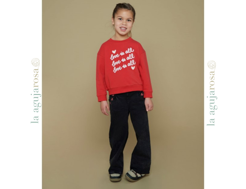 CONJUNTO NIÑA EN ROJO Y NEGRO DE ALGODÓN DE JUBEL