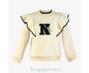 SUDADERA FELPA NIÑA COLOR CRUDO NELBLU DE MIRANDA 2