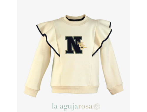SUDADERA FELPA NIÑA COLOR CRUDO NELBLU DE MIRANDA