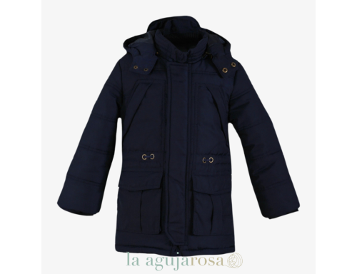 CHAQUETA CON CAPUCHA DESMONTABLE PARA NIÑO AZUL MARINO