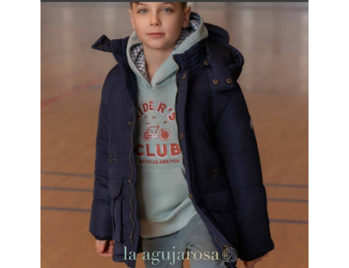 CHAQUETA CON CAPUCHA DESMONTABLE PARA NIÑO AZUL MARINO