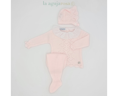 CONJUNTO POLAINA 3P ROMBOS VOLANTE DE INVIERNO ROSA DE...