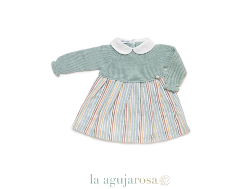 VESTIDO CUERPO DE PUNTO RAYADO DE LA COLECCIÓN ACUARELA DE JULIANA