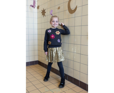 SWETER DE NIÑA DE ALGODÓN ORGÁNICO CON FLORES DE...