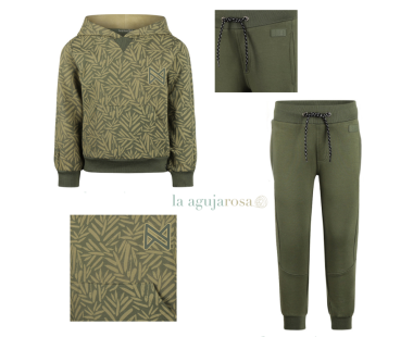 CONJUNTO SUDADERA CON CAPUCHA VERDE MILITAR Y PANTALÓN...