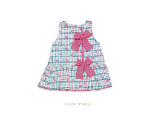 VESTIDO TALLE BAJO CUADROS LAZO DE LA COLECCIÓN CEREZA DE JULIANA