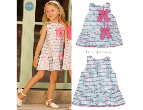 VESTIDO TALLE BAJO CUADROS LAZO DE LA COLECCIÓN CEREZA DE JULIANA