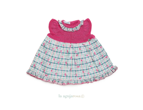 VESTIDO CUERPO DE PUNTO CUADROS DE LA COLECCIÓN CEREZA DE JULIANA